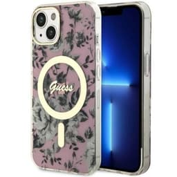 Guess Mobilskal till iPhone 14 Plus MagSafe Flower - Rosa