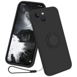 Mobilskal till iPhone 15 Ringhållare Liquid Silikon - Svart