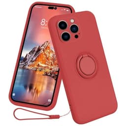 Mobilskal till iPhone 15 Pro Max Ringhållare Liquid Silikon - Röd