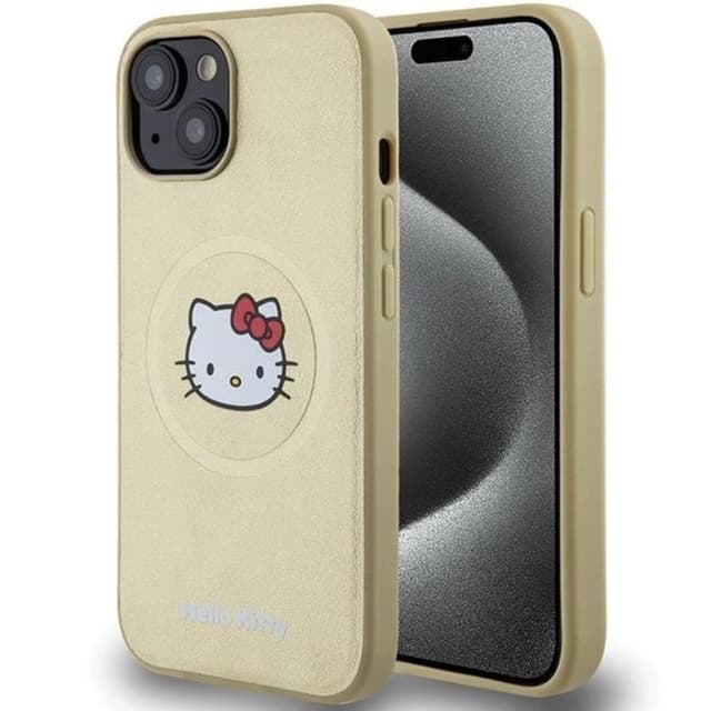 Hello Kitty Mobilskal till iPhone 14 Magsafe Läder Kitty Head - Guld