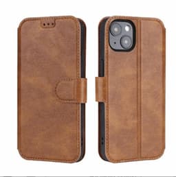BOOM iPhone 14 Plus Plånboksfodral Calfskin - Brun