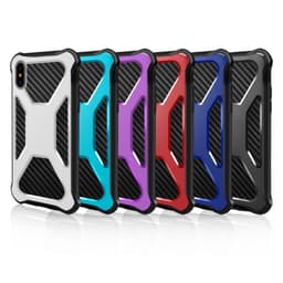 Carbon Fiber Texture 2-in-1 mobilskal med bältesfodral iPhone XS / X - Vit