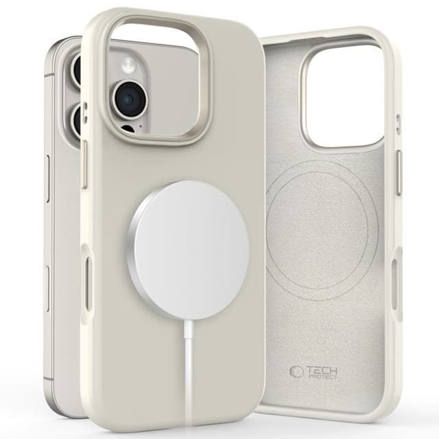 Tech-Protect Mobilskal till iPhone 16 Pro Magsafe Pure Silikon - Cosmic Latte