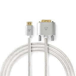 Nedis HDMI™ kabel | HDMI™ Kontakt | DVI-D 24+1-Pin Hane | 2560x1600 | Guldplaterad | 2.00 m | Rak | Flätad | Silver | Kartong med täckt fönster