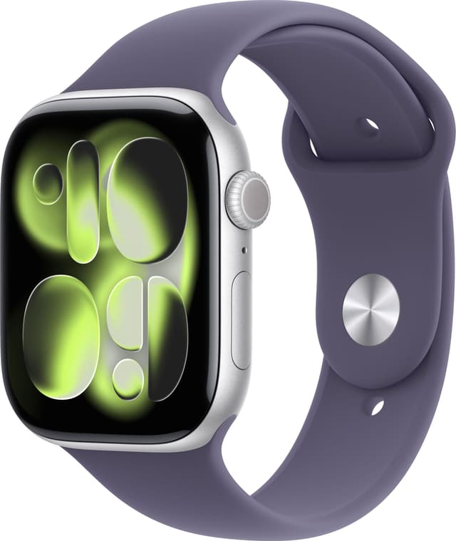 Apple Watch Series 11 GPS 46 mm hopea alumiini, Usvanvioletti urheiluranneke - S/M