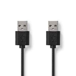 Nedis USB-kabel | USB 2.0 | USB-A Hane | USB-A Hane | 480 Mbps | Nickelplaterad | 2.00 m | Rund | PVC | Svart | Label