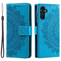 Galaxy A24 4G Plånboksfodral Imprinted Mandala Flower - Blå