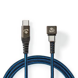 Nedis USB-kabel | USB 2.0 | USB-C™ Hann | USB-C™ Hann | 480 Mbps | Gull belagt | 1.00 m | Rund | Flettet / Nylon | Blå / Sort | Deksel Vindusboks