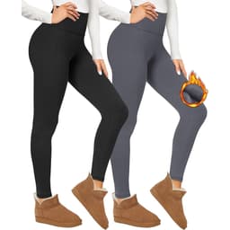 2-pack fleecefodrade leggings för kvinnor Svart+grå 3XL