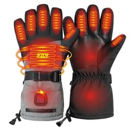 Svarte og grå oppvarmede hansker med 2x 5000mAh batterier - Oppladbare, vanntette, justerbare