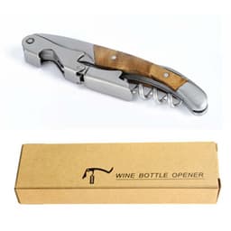 Shadow Wood Rustfritt Stål Vinkelner - Bærbar Manuell Korketrekker med Foliekutter