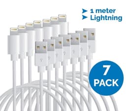 Lightning-kabel til iPhone & iPad, 1 meter, hvid, 7-pak