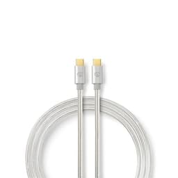Nedis USB-kabel | USB 3.2 Gen 1 | USB-C™ Hann | USB-C™ Hann | 60 W | 4K@60Hz | 5 Gbps | Gull belagt | 2.00 m | Rund | Flettet / Nylon | Aluminium | Deksel Vindusboks