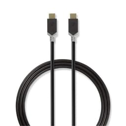 Nedis USB-kabel | USB 3.2 Gen 2 | USB-CHan | USB-CHan | 100 W | 10 Gbps | Guldplateret | 1.00 m | Runde | PVC | Antracit | Window Box