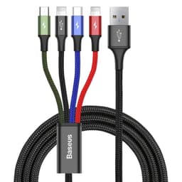 Baseus 4in1 USB-A till USB-C Lightning microUSB kabel 3.5A 1.2m