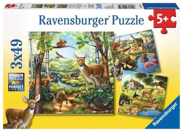 Ravensburger Skog/zoo/djur - 3x49p - 09265