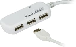 ATEN aktiv USB 2.0-forlengelseskabel med hub med 4 porter, 12 m