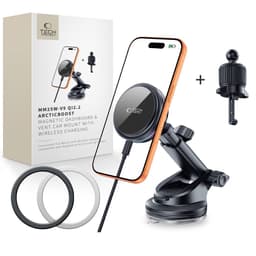 Tech-Protect V9 ArcticBoost bilhållare med trådlös laddning 25W Qi2.2 MagSafe - Svart