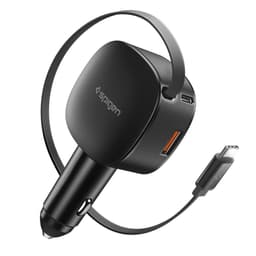 Spigen EV603BT Essential billaddare 60W med utdragbar USB-C-kabel - Svart