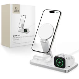 Tech-Protect QI15W-A47 3-i-1 MagSafe trådløs oplader 15W - Hvid