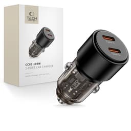 Tech-Protect CC03 billaddare 2-port USB-C 100W - Svart