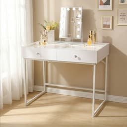 Sminkbord med Smart Spegel – LED-belysning, Vit 100 cm 2 Lådor