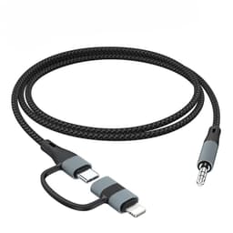 NÖRDIC Audio-adapter USB-C/Lightning till 3,5 mm stereo 13 cm