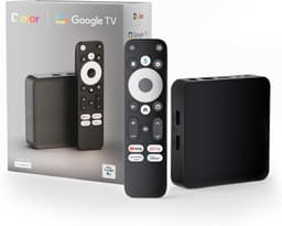 Android Google TV-sertifisert 4K-streamer, mediaplayer-boks med stemmeassistent, fjernkontroll, innebygd Chromecast og smart home-kontroll