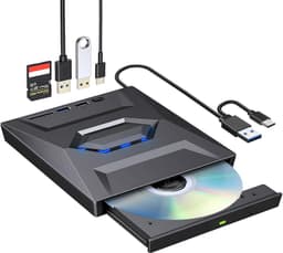 NÖRDIC Bærbar CD Brenner og spiller og USB-hub med SD-kortleser 2xUSB-A 1xUSB-C