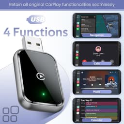 NÖRDIC 2-i-1 trådløs Android CarPlay-dongle, med USB-C-adapter, Plug & Play, WiFi 5,8 GHz, støtter iOS 10+ og Android 11+