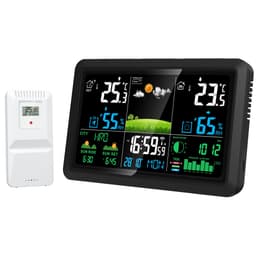 NÖRDIC 7,5"" LCD Trådløs Værstasjon Hygrometer Termometer Månefaser Barometer RCC Radiokontrollert Vekkeklokke Soltid