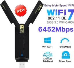 NÖRDIC WiFi 7 USB 3.0 trådlös adapter med tri-band och hög hastighet för stationära och bärbara datorer, Windows 10/11, Plug & Play
