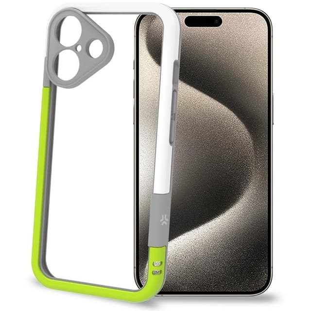 Celly Mobilskal till iPhone 16 Bumper - Vit/Limegrön