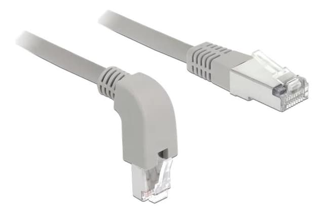 DeLOCK Network cable RJ45 Cat.6A S/FTP downwards angled/straight 1m