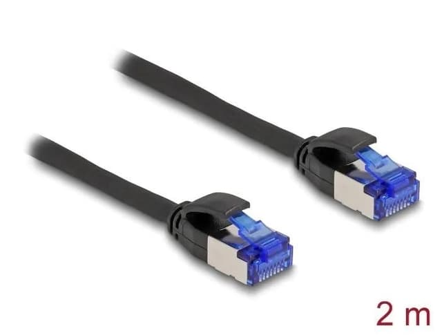 DeLOCK RJ45 Network Cable Cat.6A S/FTP Slim 2 m black - Elgiganten