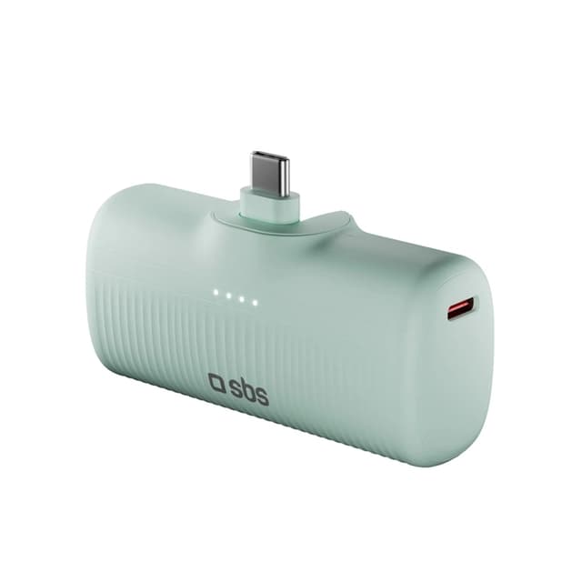 SBS Powerbank 5000mAh 10W med USB-C Hamn EcoPower - Grön