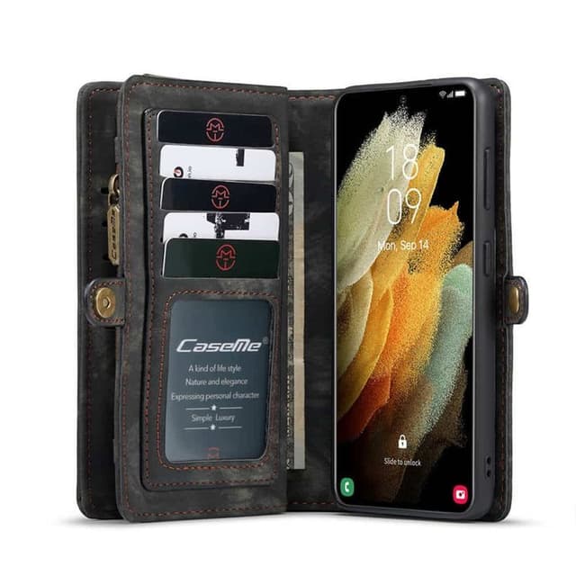CaseMe mobilcover 008 8-kort til Samsung Galaxy S22 - Sort/grå