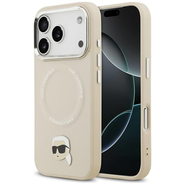 Karl Lagerfeld Mobilskal till iPhone 17 Pro Max MagSafe Karl Pin - Beige