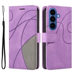Til Samsung Galaxy S26 Lommebokdeksel med Stativ Tofarget Design - Lilla