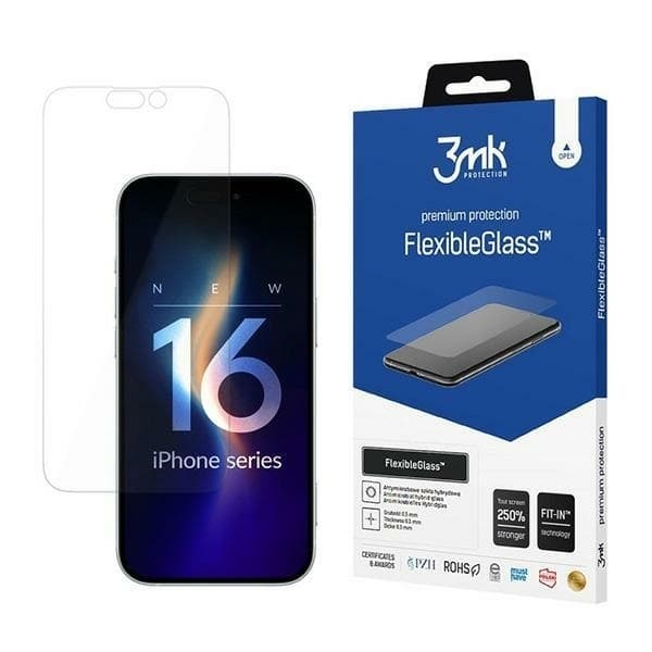 3MK iPhone 16 Pro Hybridglas Skärmskydd FlexibleGlass