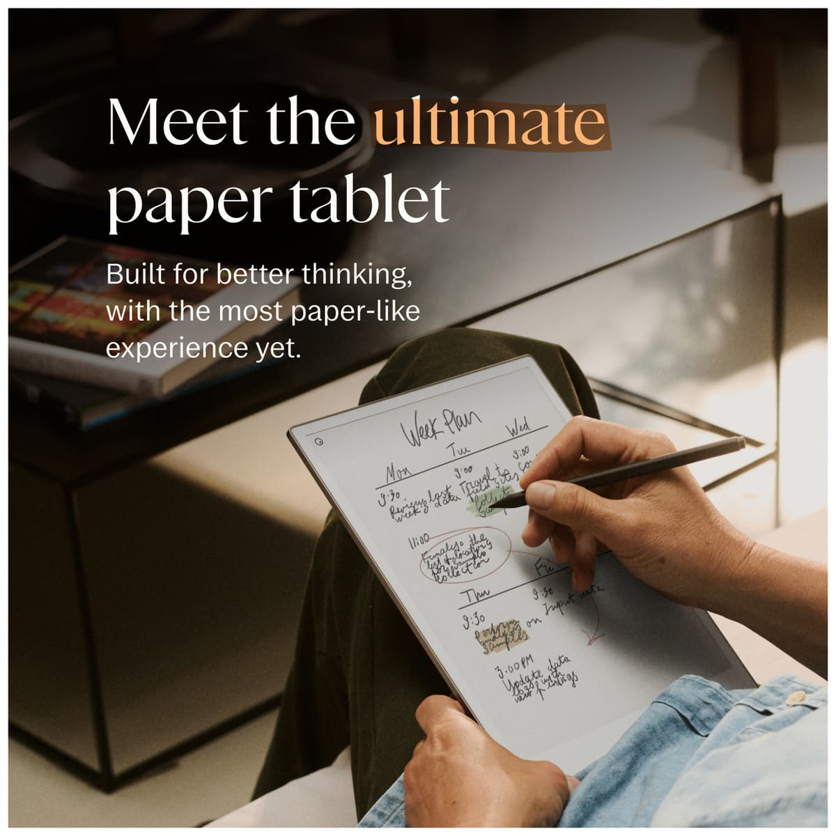 Think Maker Tablet reMarkable Paper Pro E-ink tablet + Marker Plus + Folio Leather sæt ...