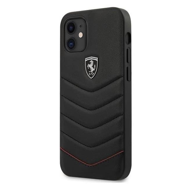 Ferrari Off Track Quiltet Taske til iPhone 12 Mini - Sort