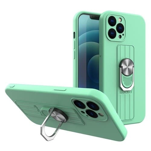 Ring Silicone Finger Stand Grip Skal iPhone 12 mini - Mynta