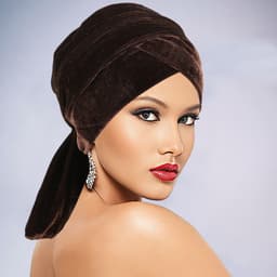 Samettinen turbaanihattu | Tyylikäs päähine kahvia