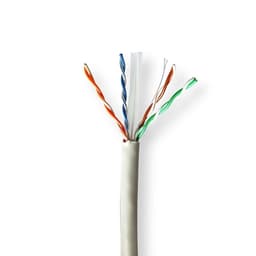 Nedis CAT6 netværkskabel rulle | Solid | U/UTP | Kobber | 100 m | Indendørs | Runde | LSZH | Grå | Trækboks