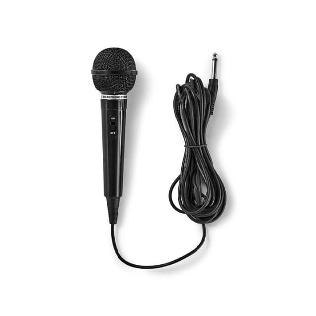 Nedis Trådad Mikrofon | Kardioid | Fast kabel | 5.00 m | 80 Hz - 12 kHz | 600 Ohm | -75 dB | På / av-knapp | Resväska ingår | ABS | Svart