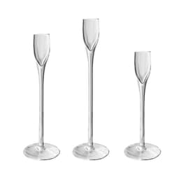 Sett med 3 klare glass høye lysestaker - Europeisk stil stilk lysestaker