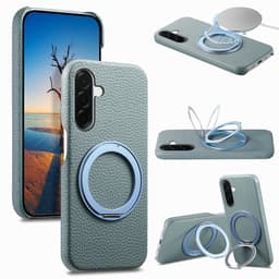 SKALO Litchi PU-Läder Aluminium 360 Kickstand Skal för Samsung Galaxy A57 5G - Ljusblå