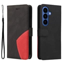 Til Samsung Galaxy S26+ Lommebokdeksel med Stativ Tofarget Design - Svart
