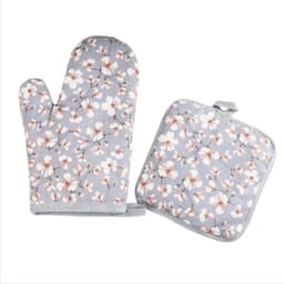 Kökshandskar och Grytlappar i Bomullslinne - Värmebeständiga, 2 Delar